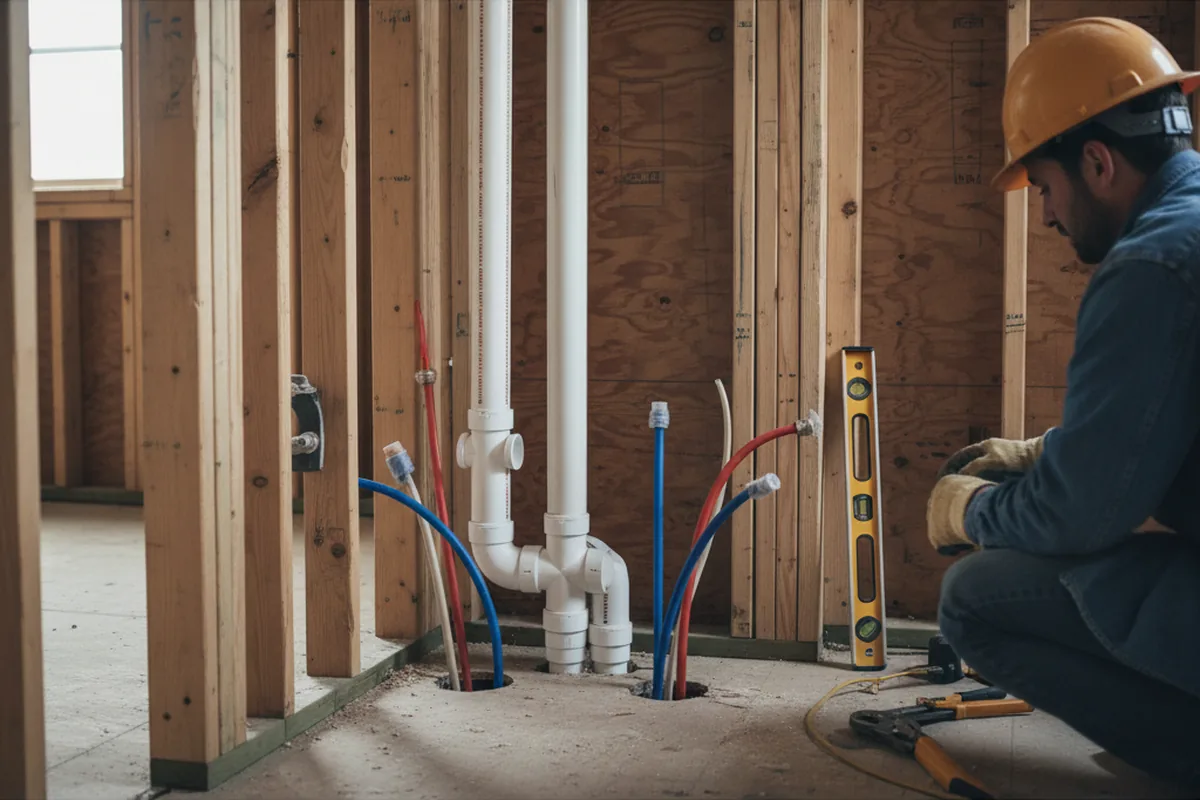 Drain and supply rough-in during Sump Pump Repair in Collinsville