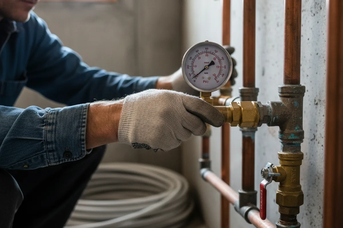 Pressure testing a repaired line during Water Line Repair in Collinsville